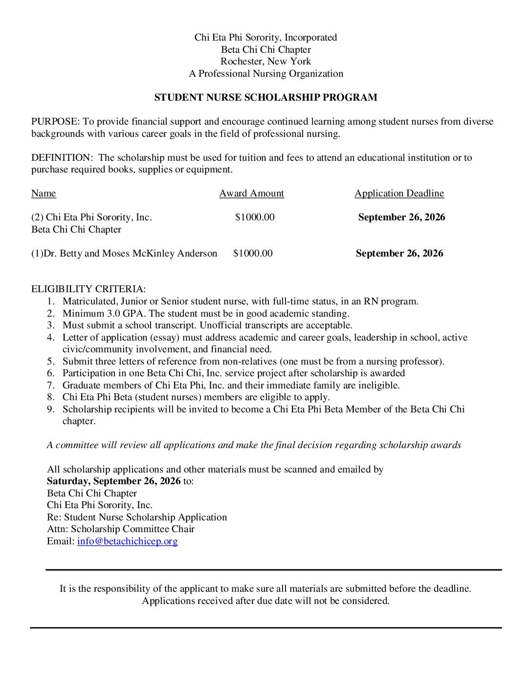 Student Nurse Scholarship Program